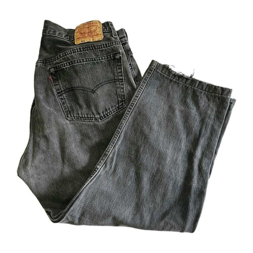 Vintage Levi's 501 XX Button Fly Straight Leg Denim Jeans Size 38x34 Grey
